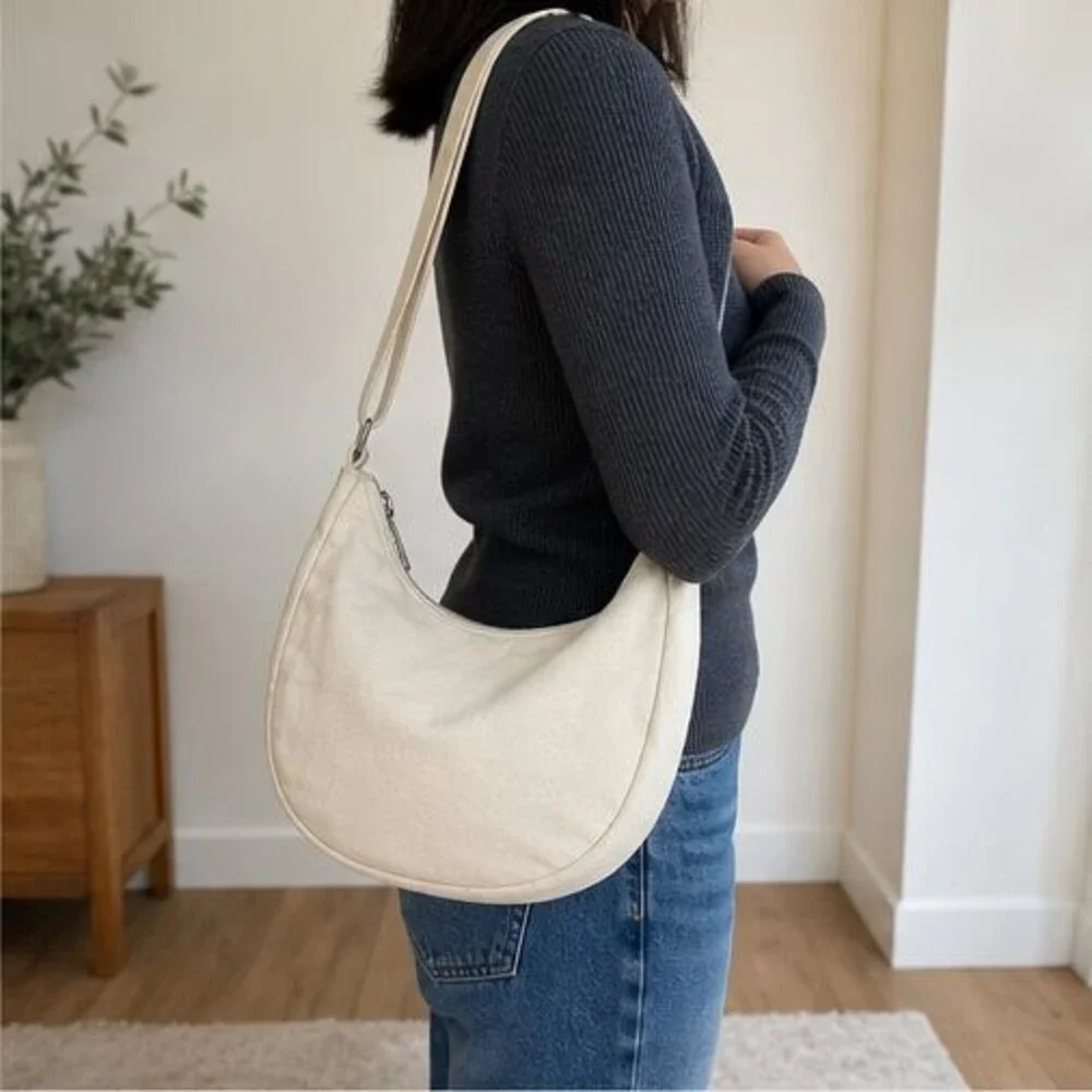 Cream Canvas Crossbody Bag